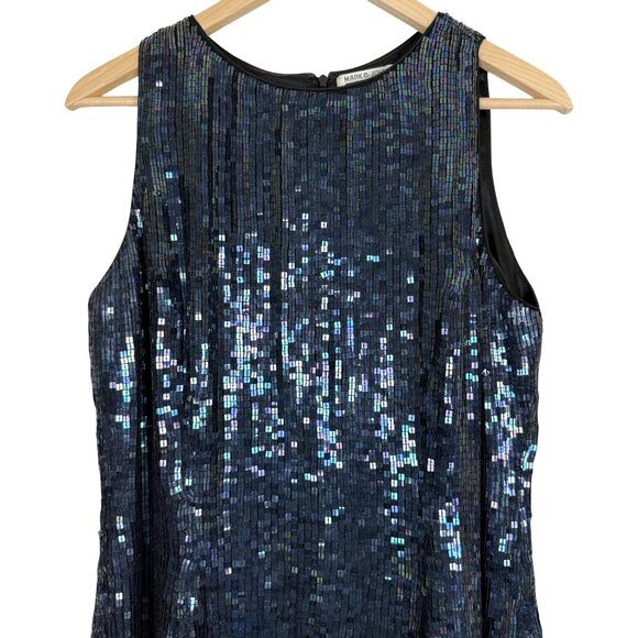 Mark & John by Gopal Vtg Sequin Silk Sheath Dress 12 Party Cocktail Iridescent - Picture 2 of 8